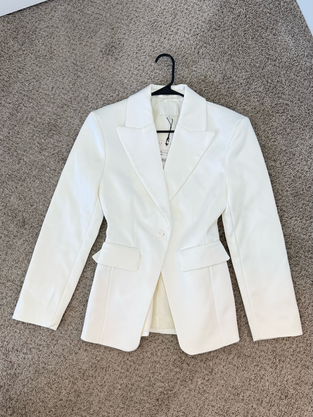 Zara White Satin Tailored Blazer